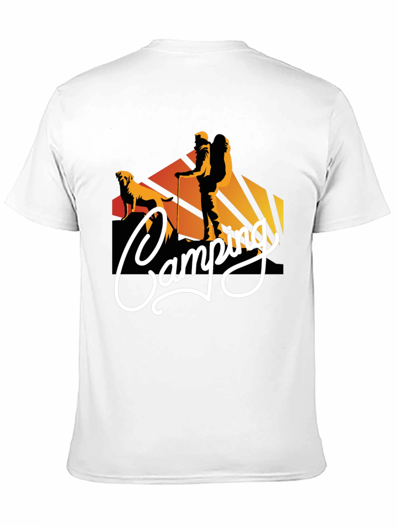 Camiseta Negra Estampada Camping para Hombre