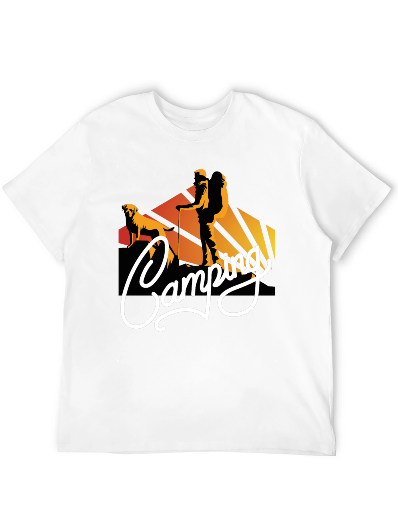Camiseta Negra Estampada Camping para Hombre