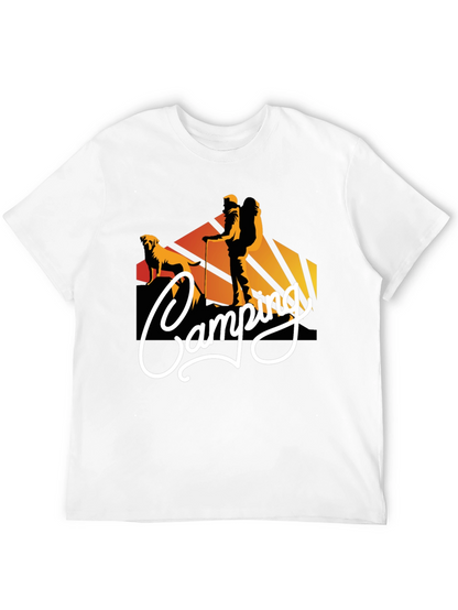 Camiseta Negra Estampada Camping para Hombre
