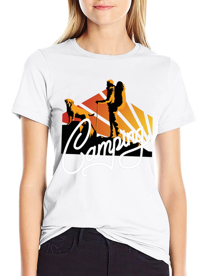 Camiseta Negra Estampada Camping para Hombre