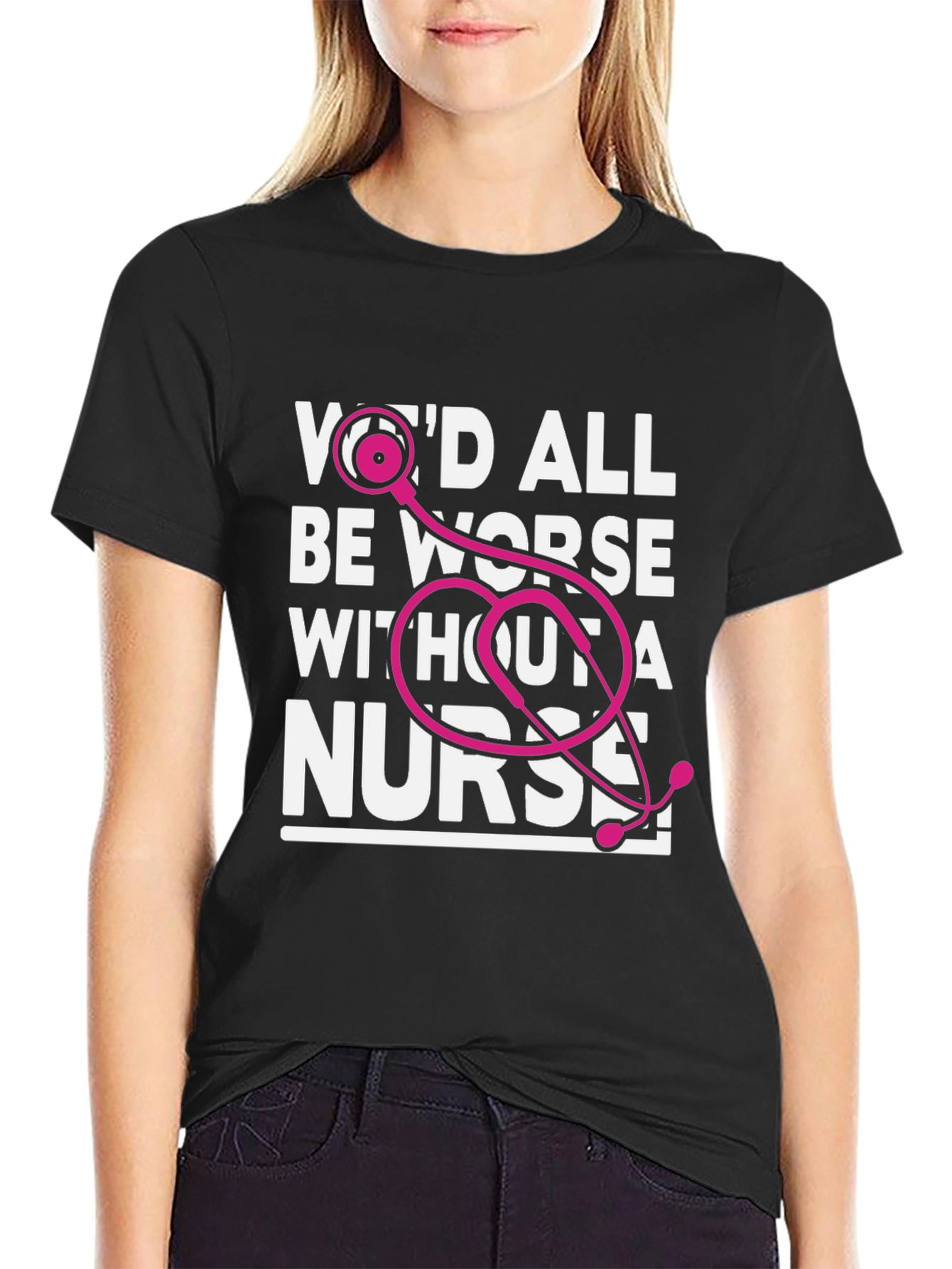 Camiseta Negra Todos Estaríamos Peor Sin Enfermera