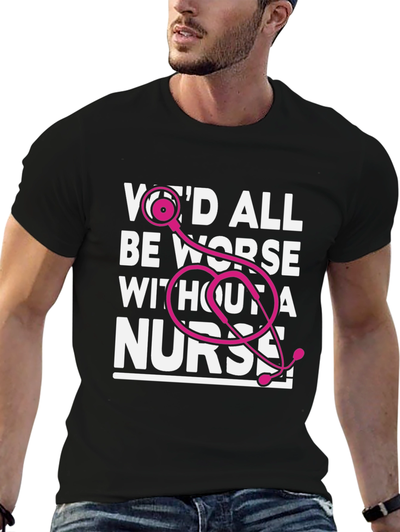 Camiseta Negra Todos Estaríamos Peor Sin Enfermera