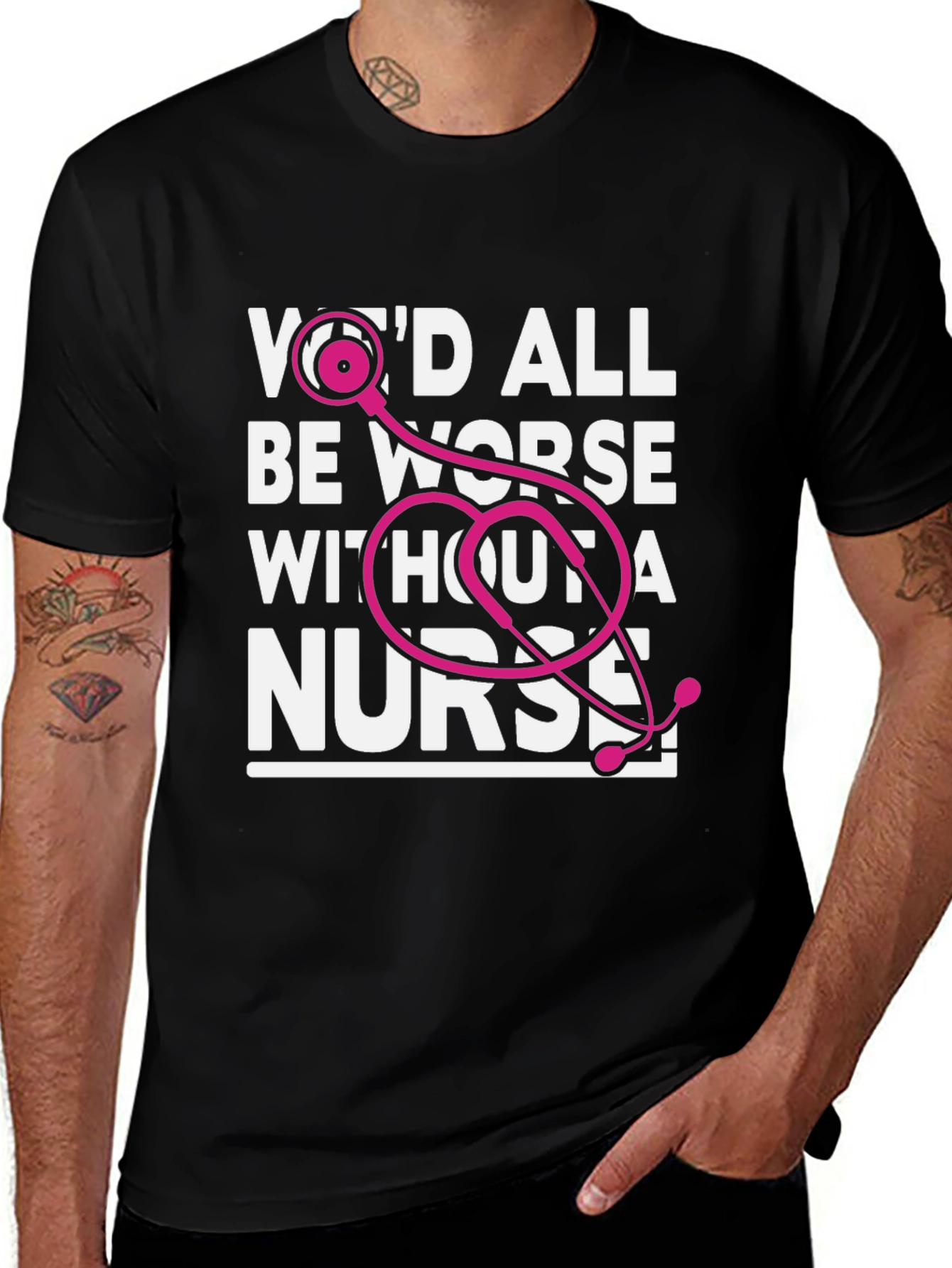 Camiseta Negra Todos Estaríamos Peor Sin Enfermera