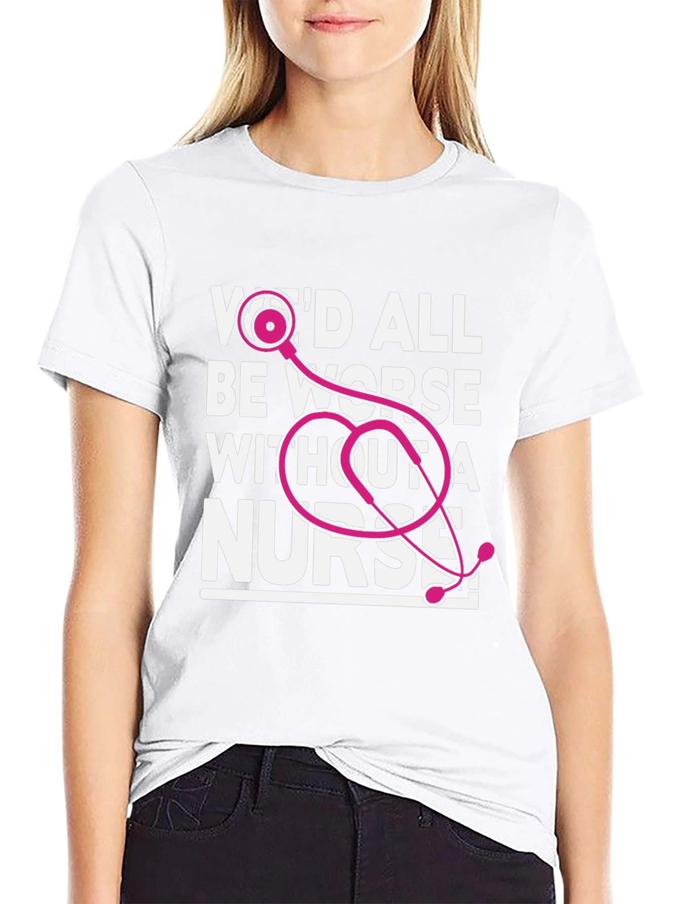 Camiseta Negra Todos Estaríamos Peor Sin Enfermera