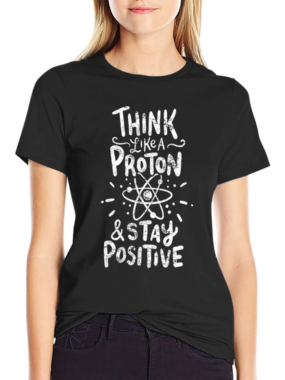 Camiseta Negra Algodón - Piensa como un Protón