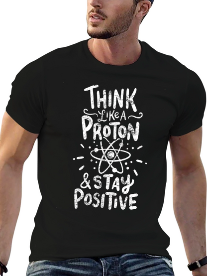 Camiseta Negra Algodón - Piensa como un Protón