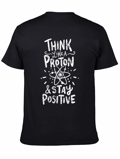 Camiseta Negra Algodón - Piensa como un Protón