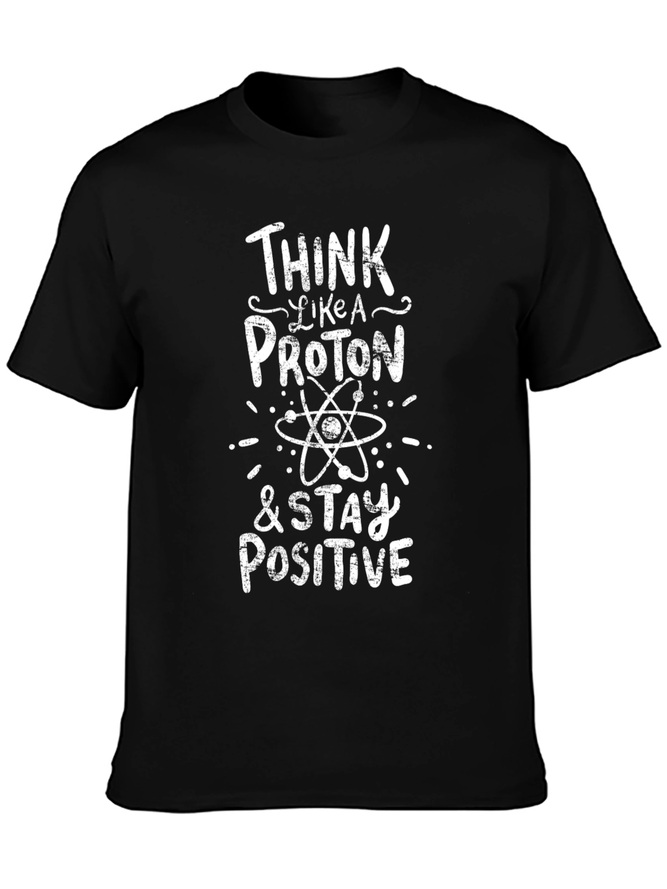 Camiseta Negra Algodón - Piensa como un Protón