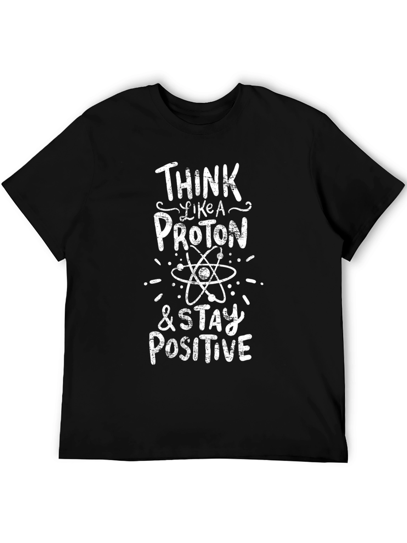 Camiseta Negra Algodón - Piensa como un Protón