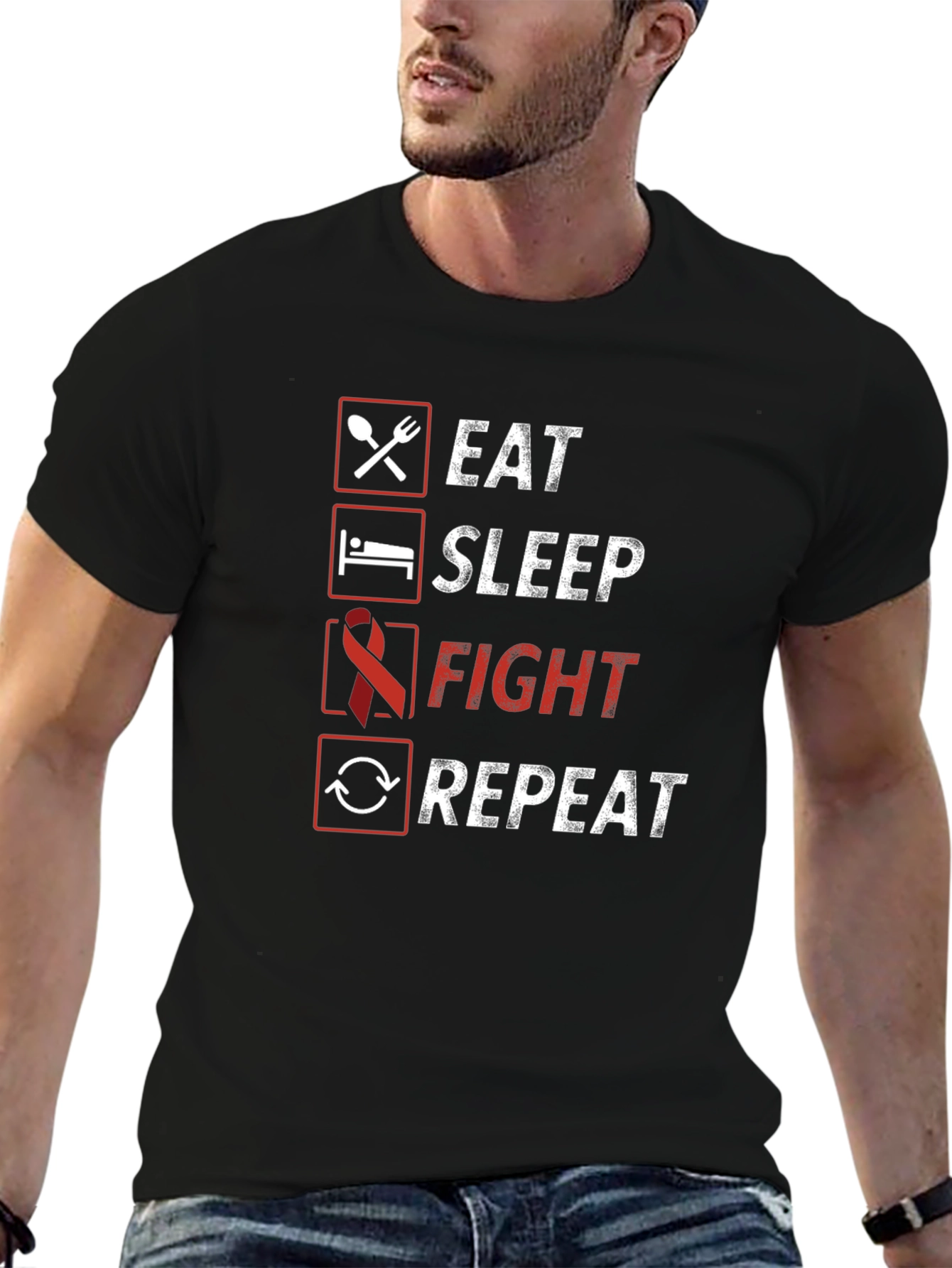 Camiseta Hombre: Come Duerme Lucha Repite