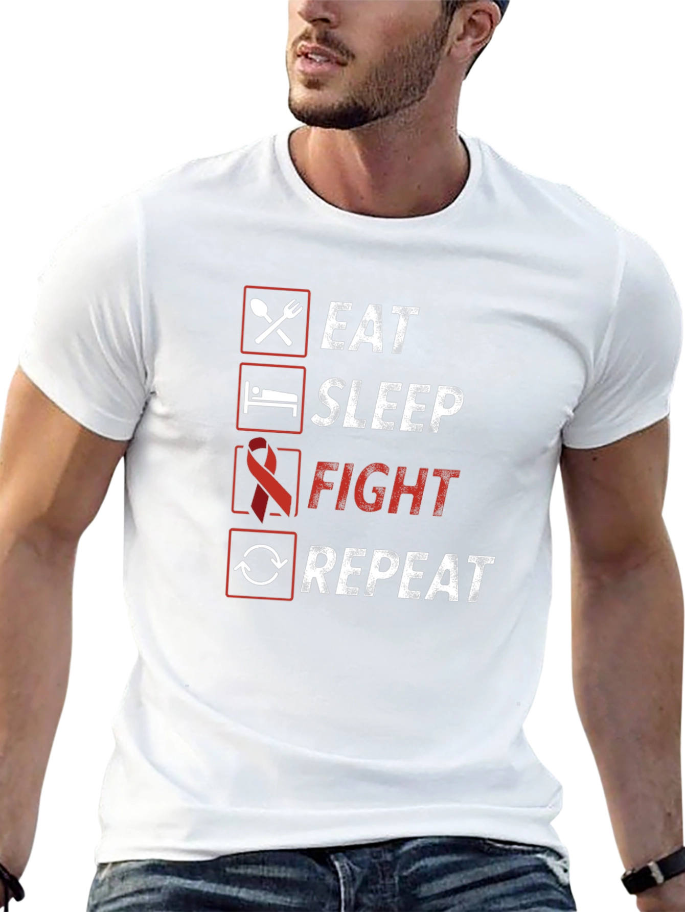 Camiseta Hombre: Come Duerme Lucha Repite