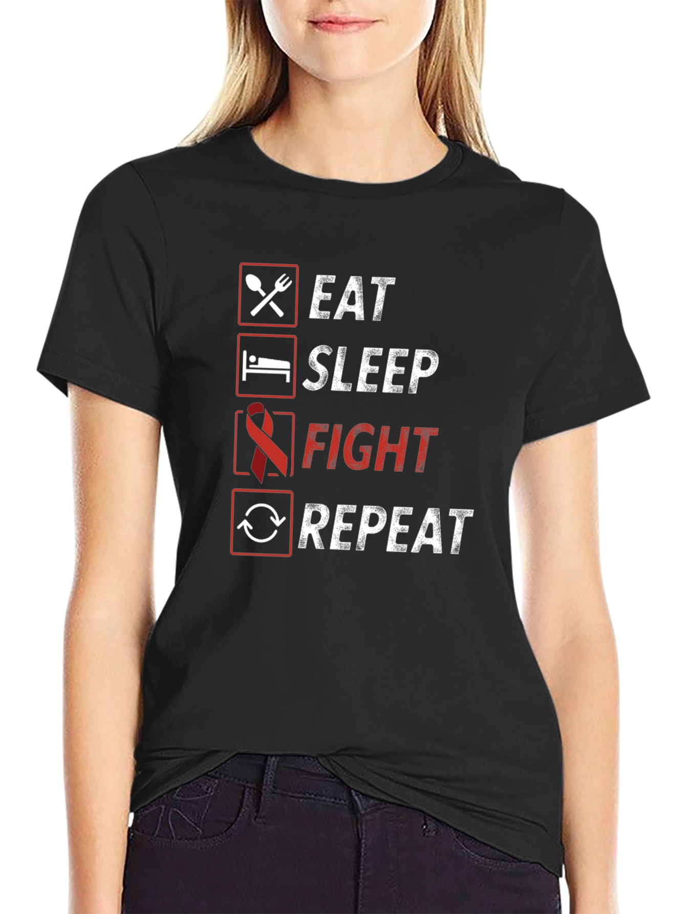 Camiseta Hombre: Come Duerme Lucha Repite
