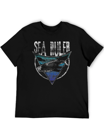 Camiseta Negra Sea Ruler Diseño Tiburón