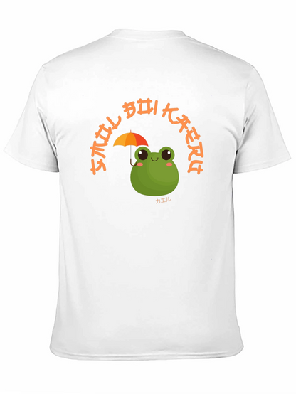 Camiseta Negra con Diseño de Rana y Paraguas Kawaii