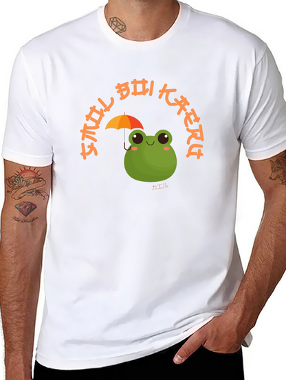 Camiseta Negra con Diseño de Rana y Paraguas Kawaii