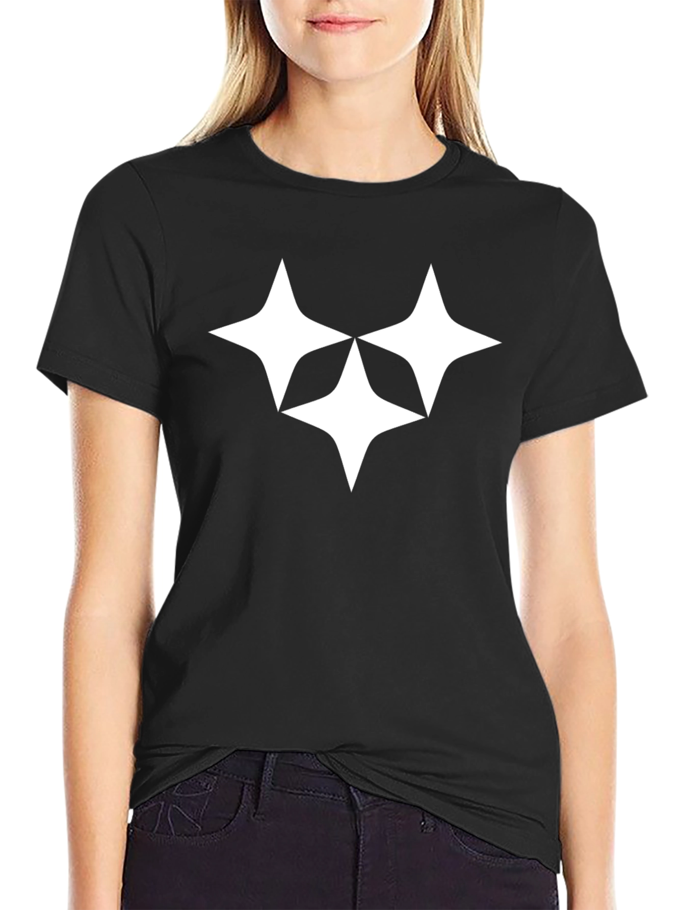 Camiseta Negra con Diseño Estelar Blanco