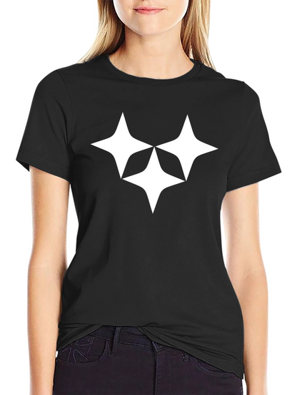 Camiseta Negra con Diseño Estelar Blanco