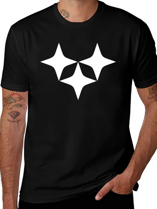 Camiseta Negra con Diseño Estelar Blanco