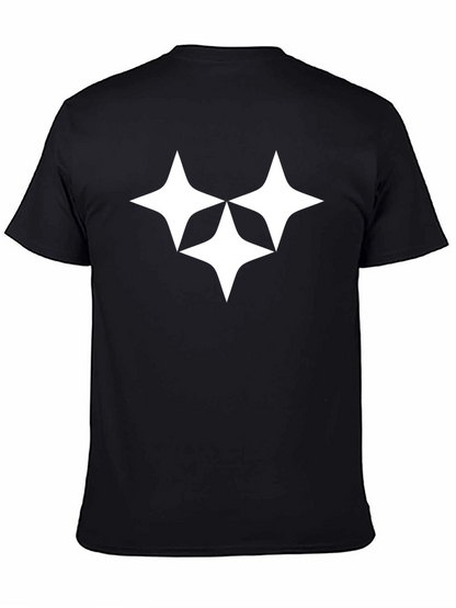 Camiseta Negra con Diseño Estelar Blanco