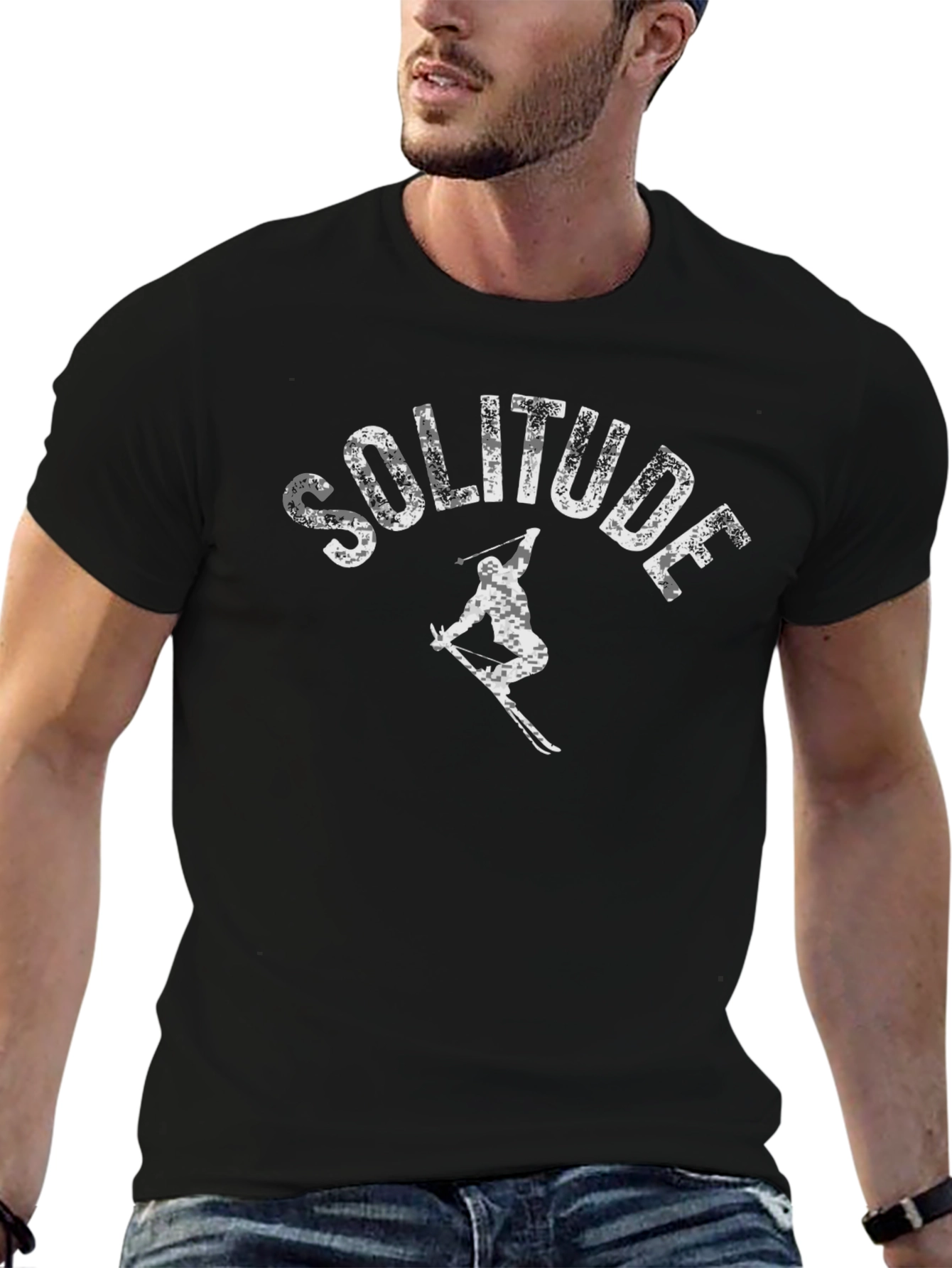 Camiseta Negra Solitude Ski con Diseño Único