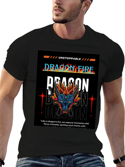 Camiseta Negra Dragón de Fuego - Estilo Urbano