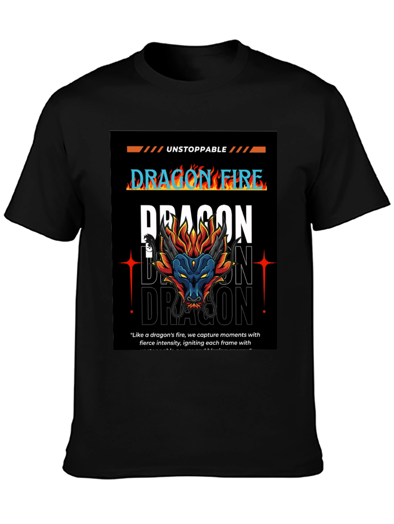 Camiseta Negra Dragón de Fuego - Estilo Urbano