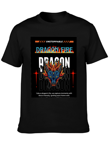 Camiseta Negra Dragón de Fuego - Estilo Urbano