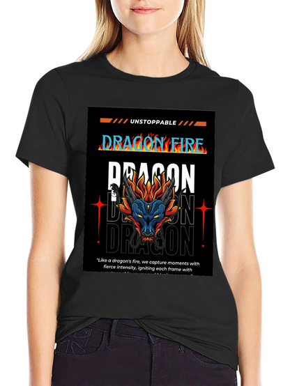 Camiseta Negra Dragón de Fuego - Estilo Urbano