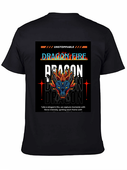 Camiseta Negra Dragón de Fuego - Estilo Urbano