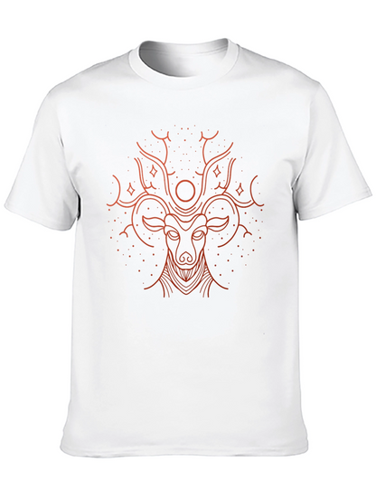 Camiseta Negra con Diseño de Ciervo Místico