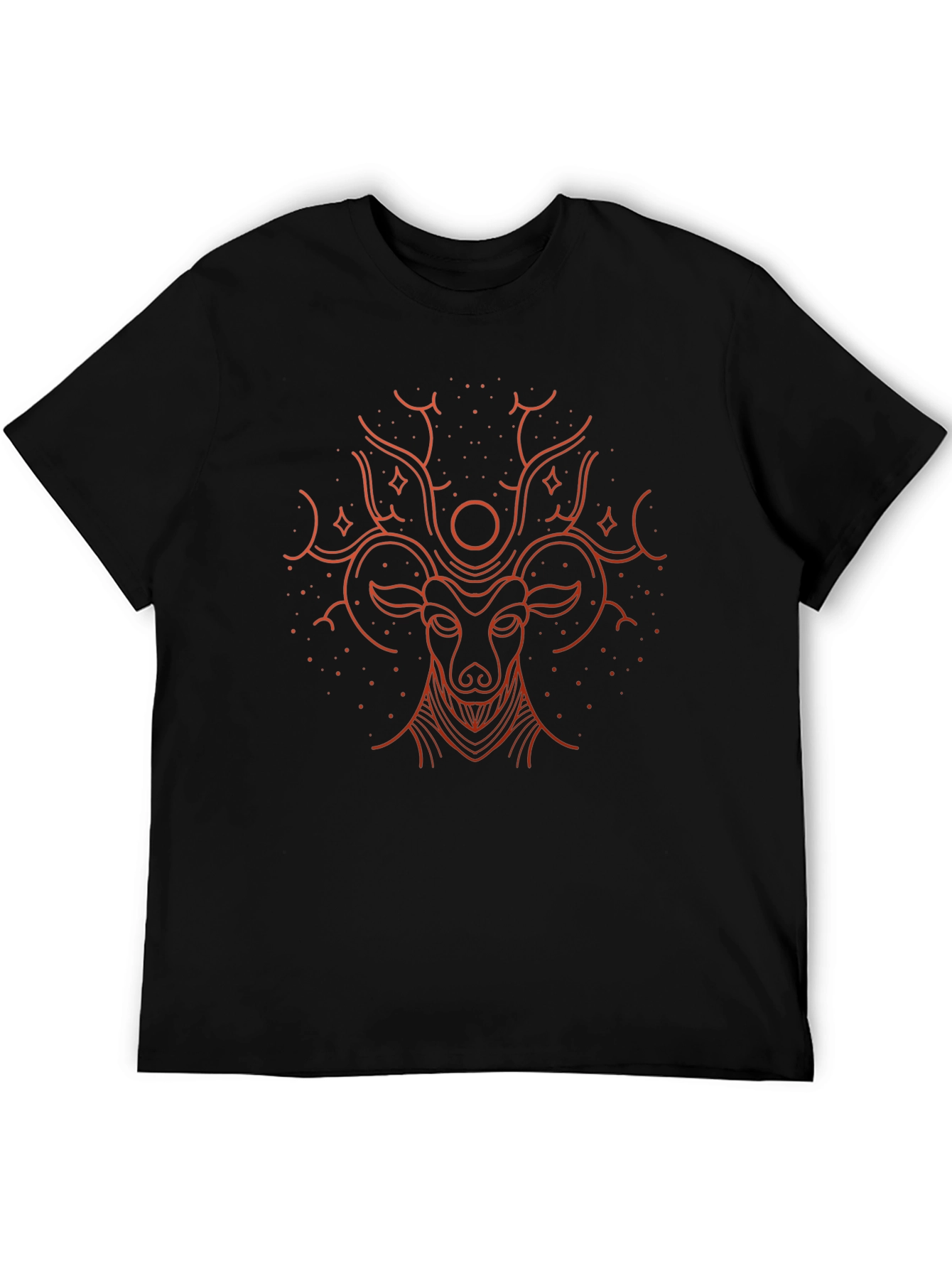 Camiseta Negra con Diseño de Ciervo Místico