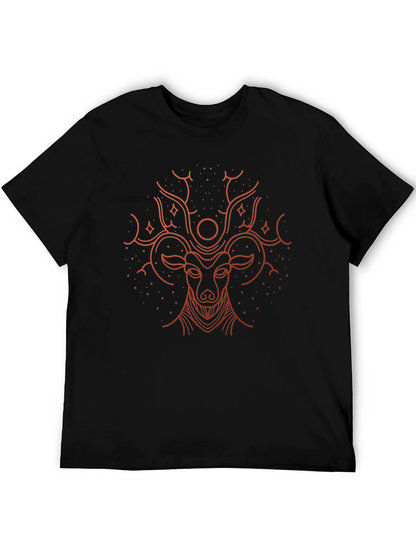 Camiseta Negra con Diseño de Ciervo Místico