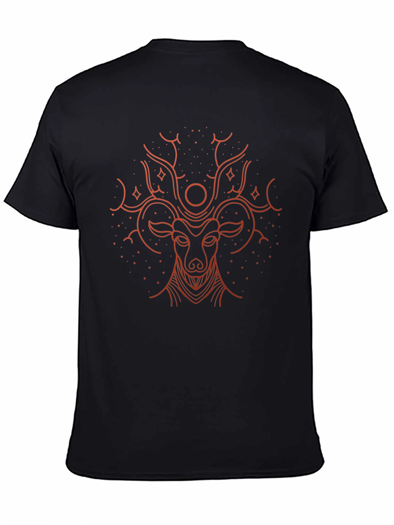 Camiseta Negra con Diseño de Ciervo Místico