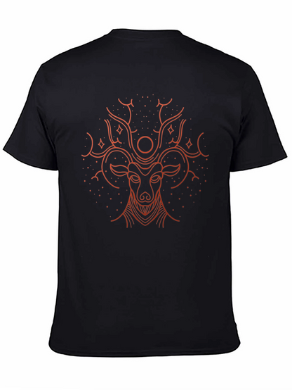 Camiseta Negra con Diseño de Ciervo Místico