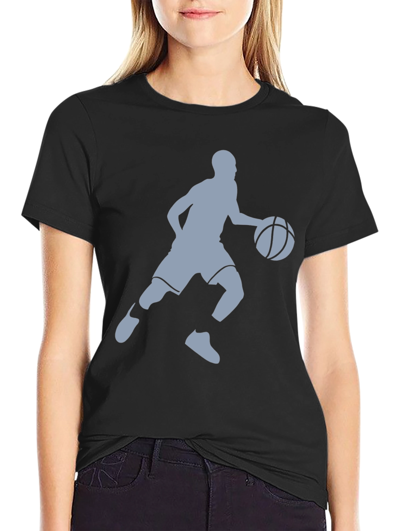 Camiseta Negra Hombre - Silueta Jugador Baloncesto