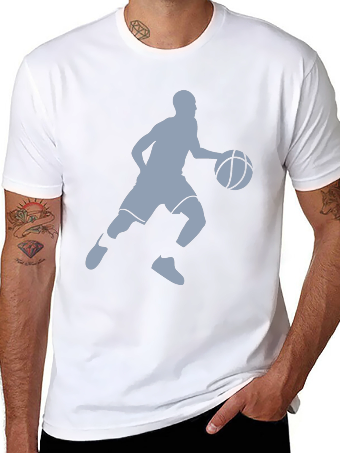Camiseta Negra Hombre - Silueta Jugador Baloncesto