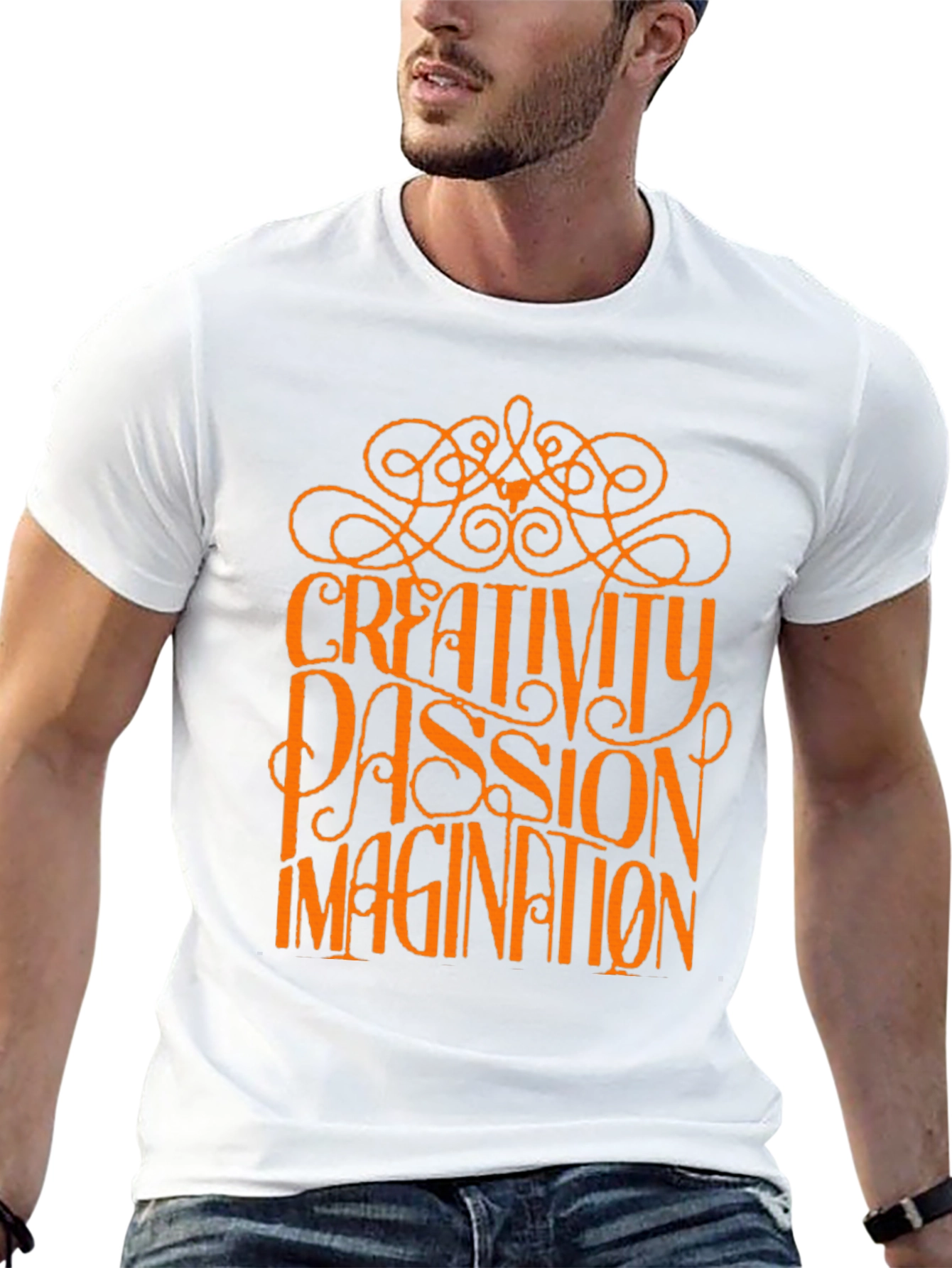 Camiseta Negra con Diseño Creatividad Pasión e Imaginación