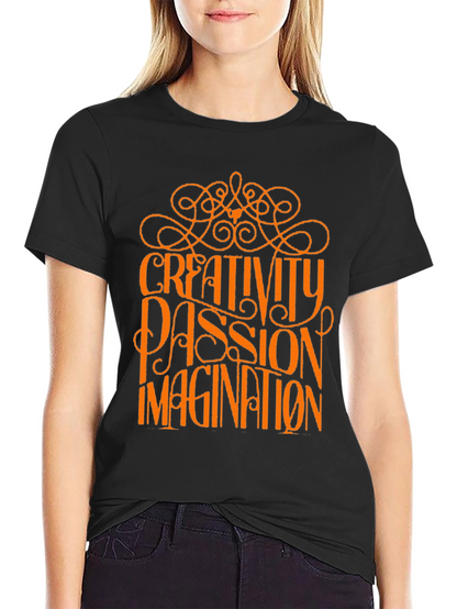 Camiseta Negra con Diseño Creatividad Pasión e Imaginación