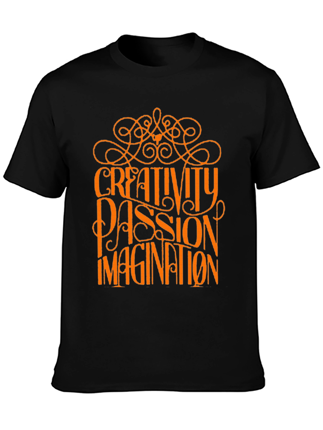 Camiseta Negra con Diseño Creatividad Pasión e Imaginación
