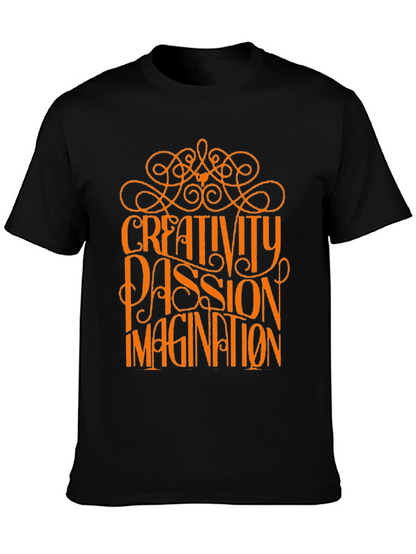 Camiseta Negra con Diseño Creatividad Pasión e Imaginación