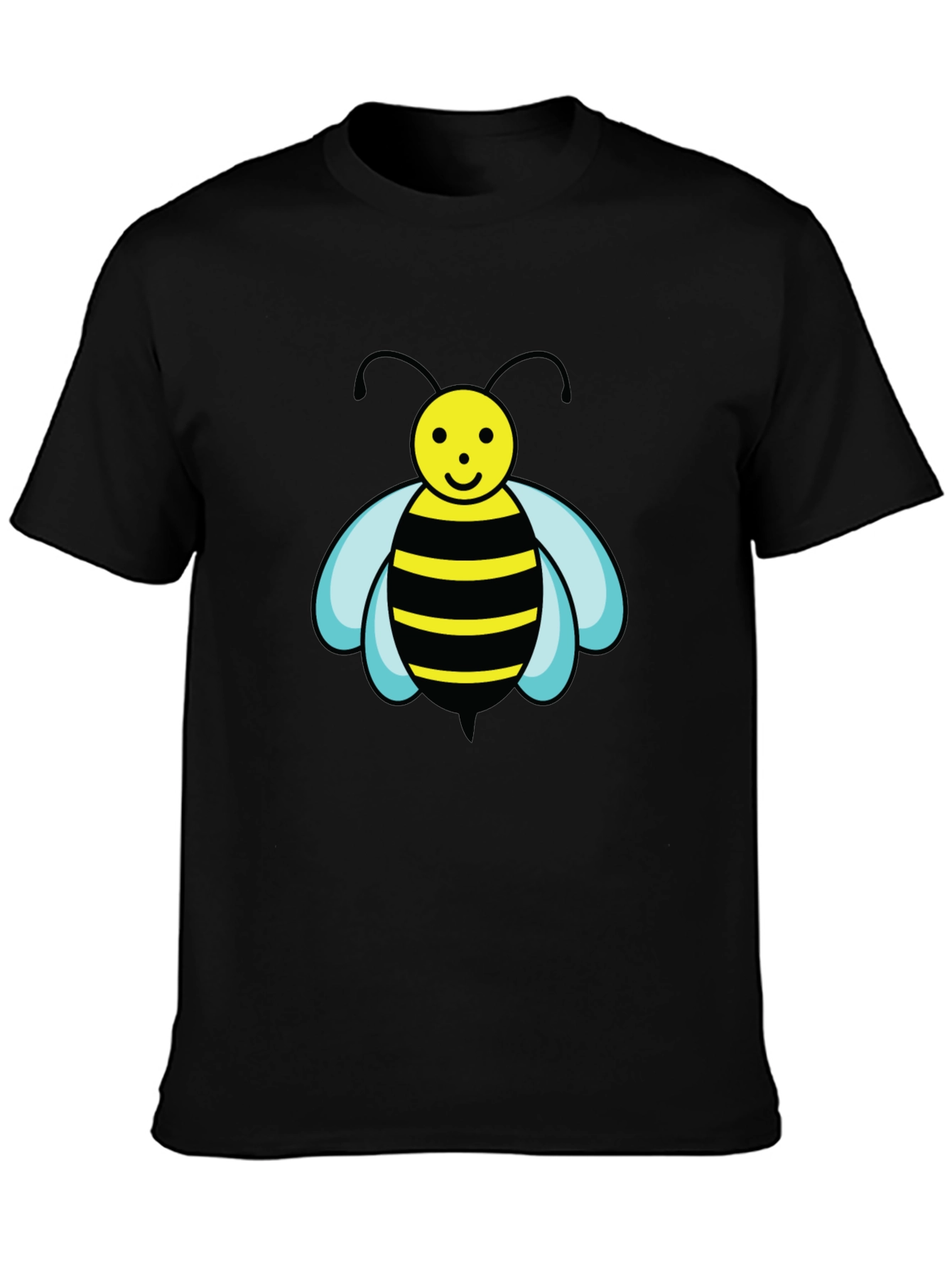 Camiseta Negra con Abeja de Dibujos Animados