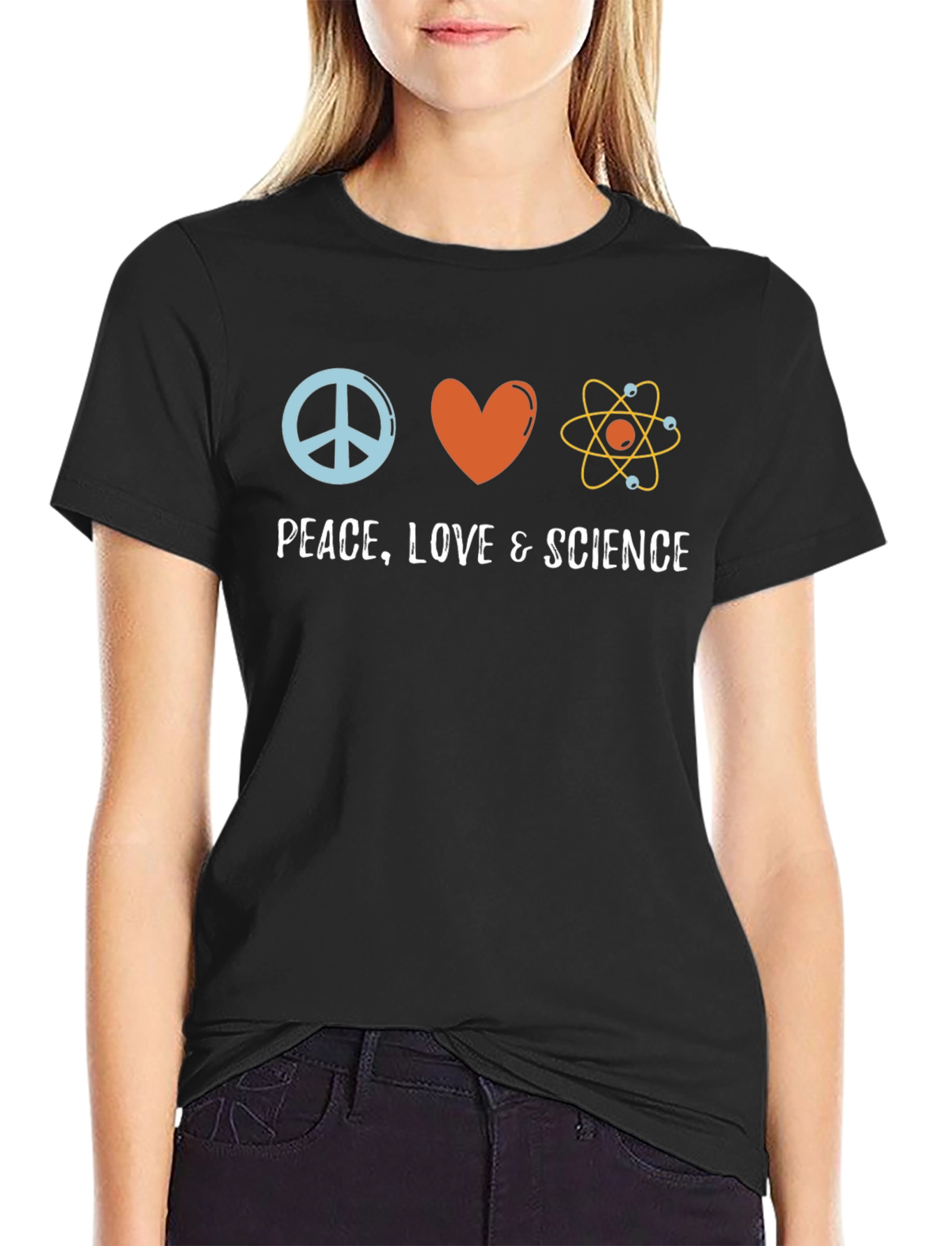 Camiseta Negra Paz Amor Ciencia