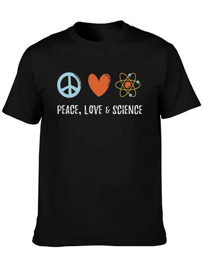 Camiseta Negra Paz Amor Ciencia