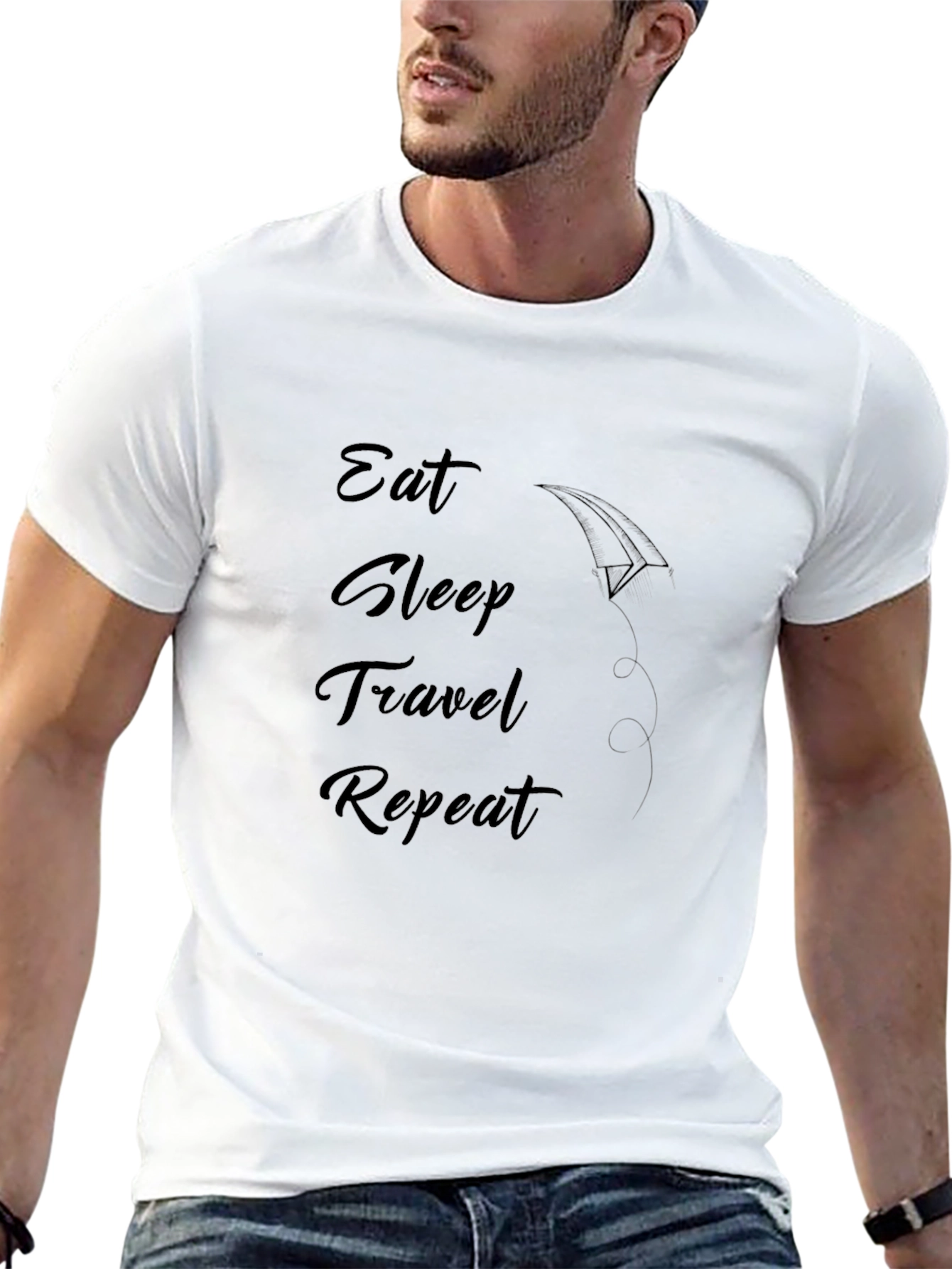 Camiseta Negra Eat Sleep Travel Repeat