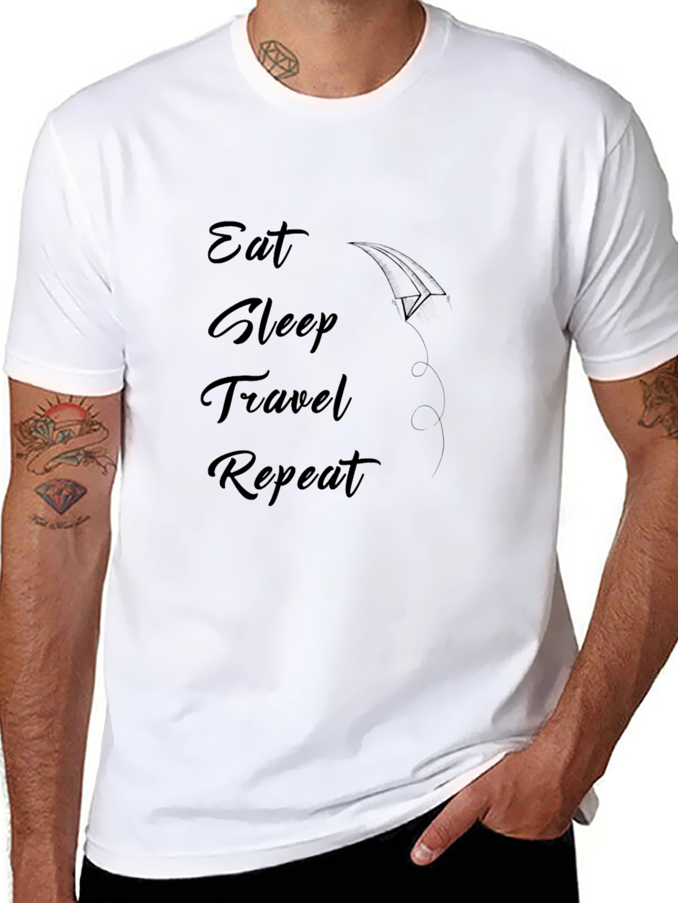 Camiseta Negra Eat Sleep Travel Repeat