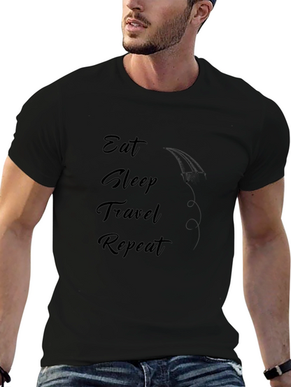 Camiseta Negra Eat Sleep Travel Repeat