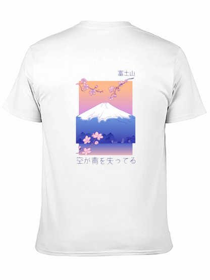 Camiseta Negra con Diseño de Monte Fuji Estilizado