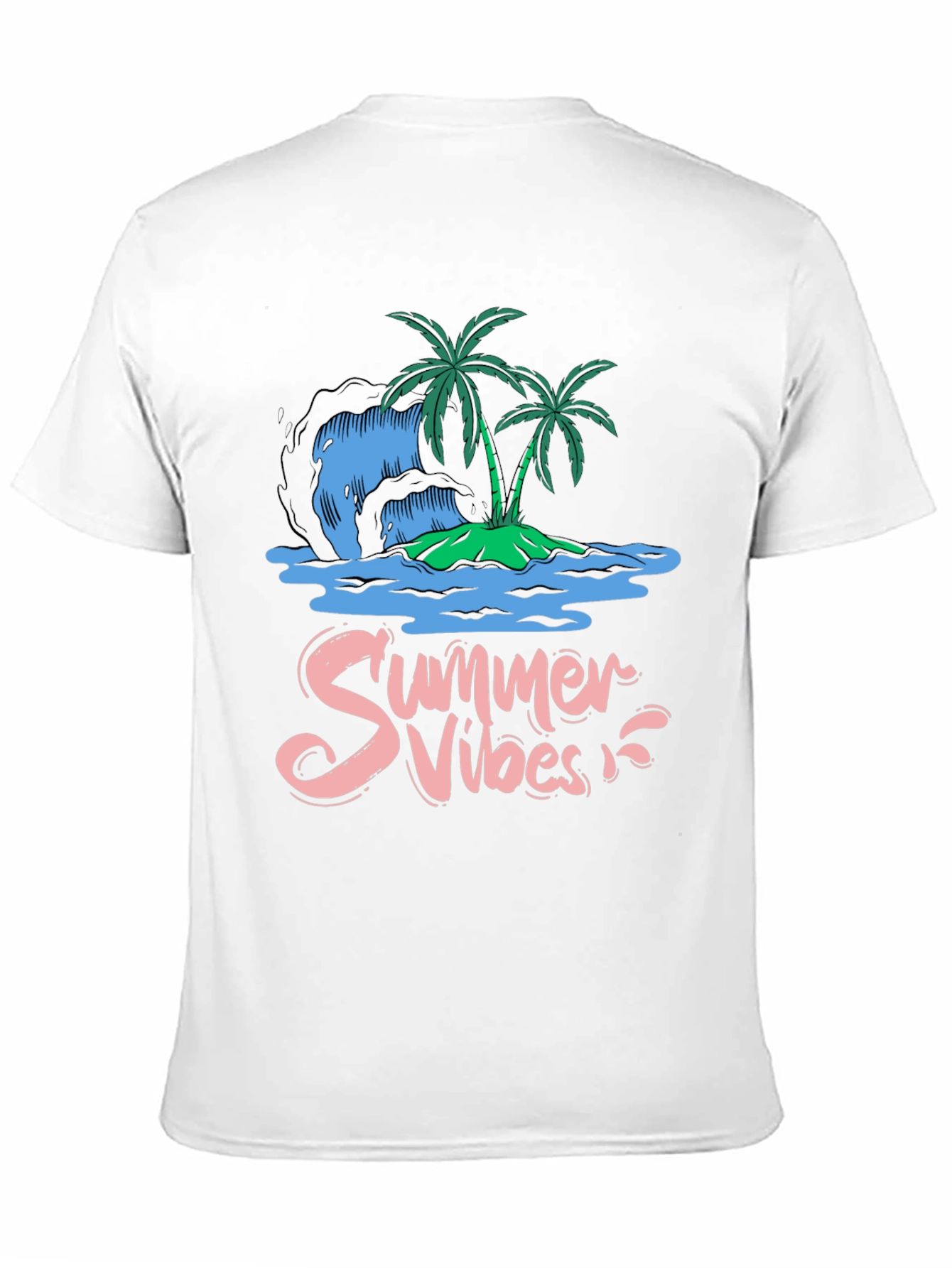 Camiseta Negra Summer Vibes Diseño Tropical