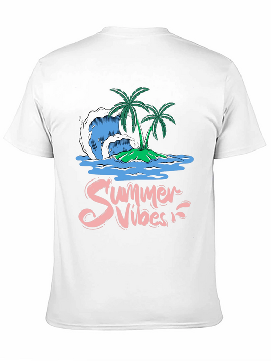 Camiseta Negra Summer Vibes Diseño Tropical