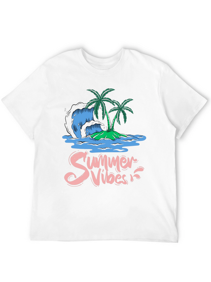 Camiseta Negra Summer Vibes Diseño Tropical